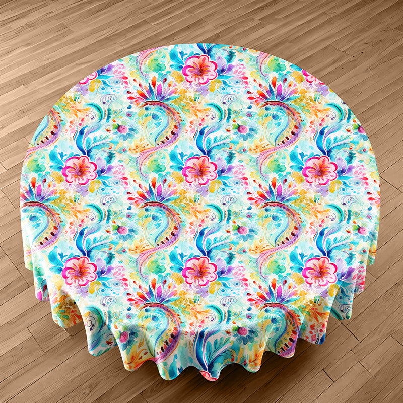 Colourful Swirls Round Tablecloth