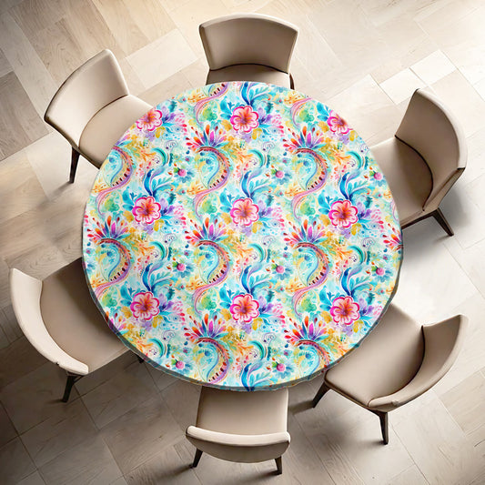 Colourful Swirls Round Tablecloth