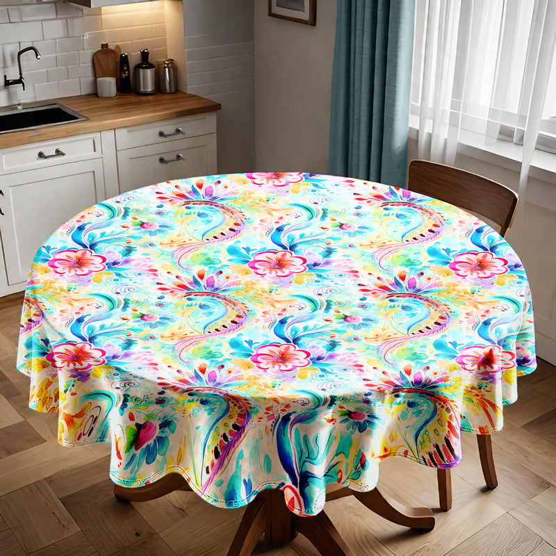 Colourful Swirls Round Tablecloth