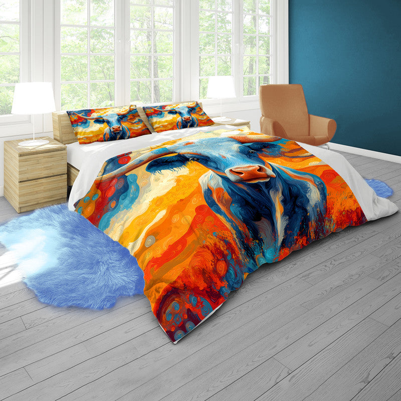 Colourful Texas Longhorn Duvet Cover Set by Wikus Schalkwyk