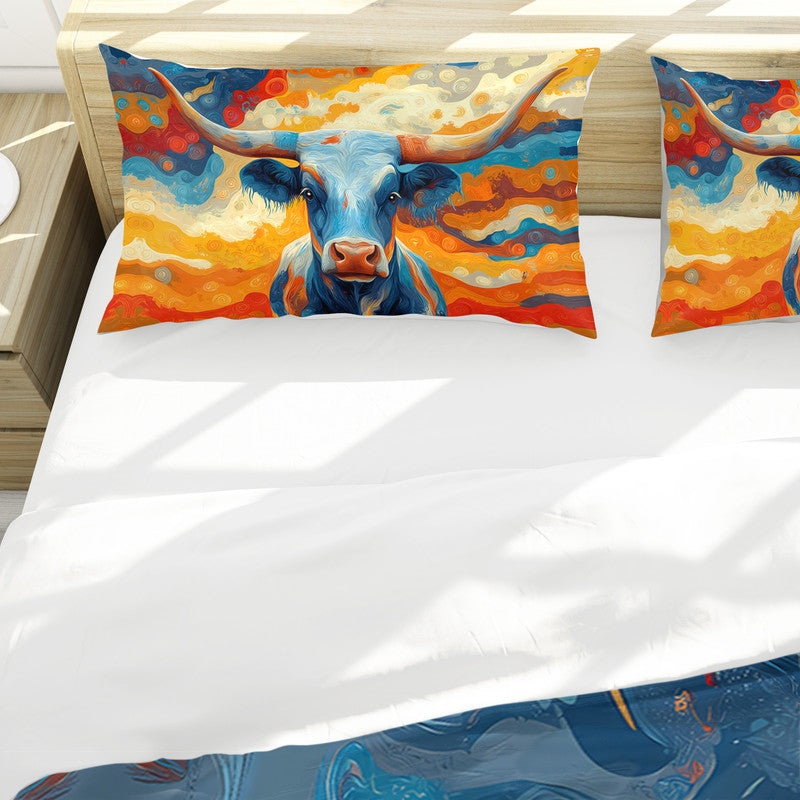 Colourful Texas Longhorn Duvet Cover Set by Wikus Schalkwyk