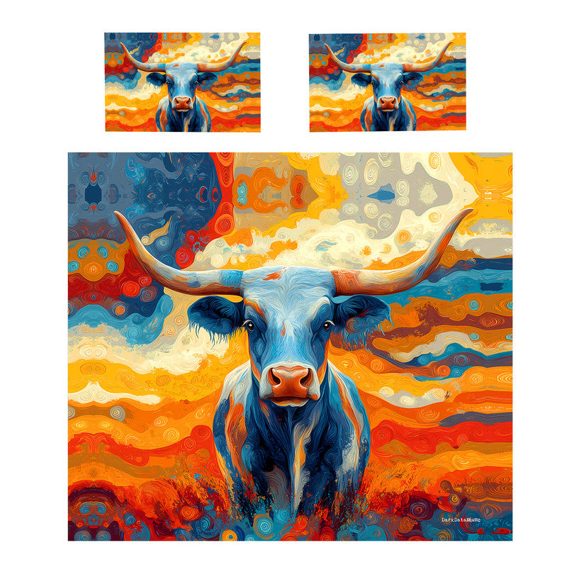 Colourful Texas Longhorn Duvet Cover Set by Wikus Schalkwyk