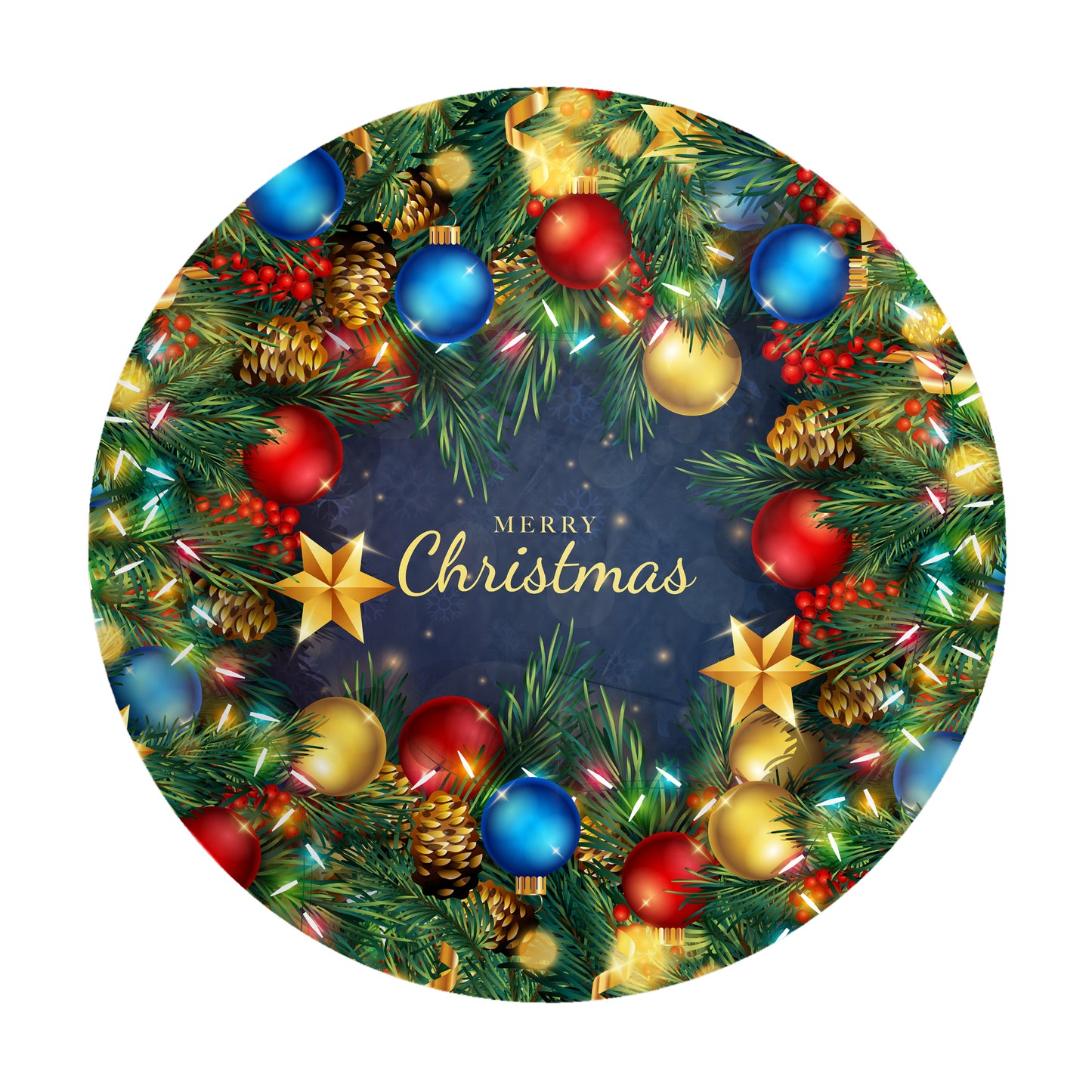 Colourful Baubles Christmas Round Tablecloth