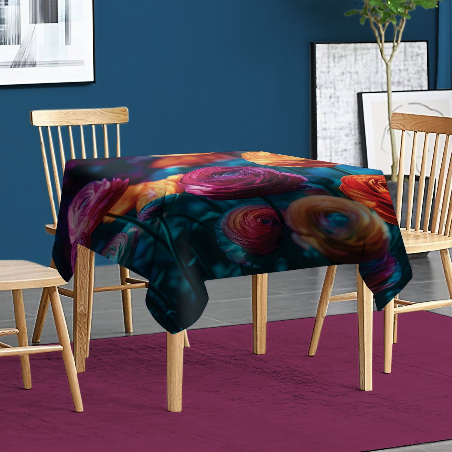 Colourful Ranunculus Square Tablecloth