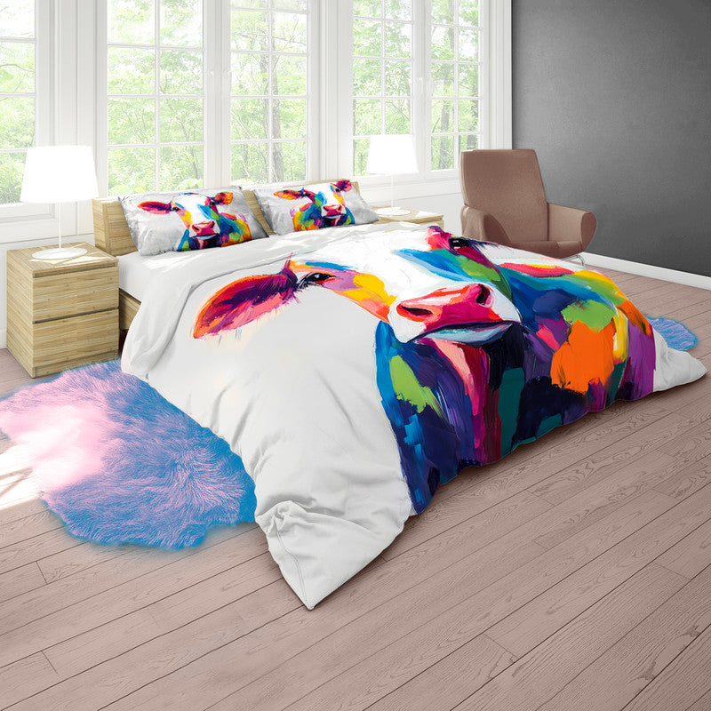 Colourful Cow Duvet Cover Set by Wikus Schalkwyk