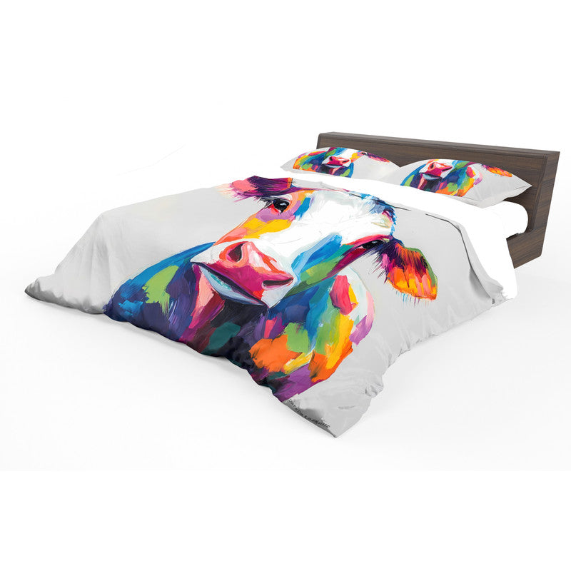 Colourful Cow Duvet Cover Set by Wikus Schalkwyk