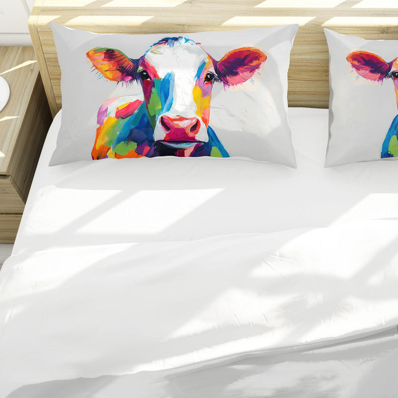 Colourful Cow Duvet Cover Set by Wikus Schalkwyk