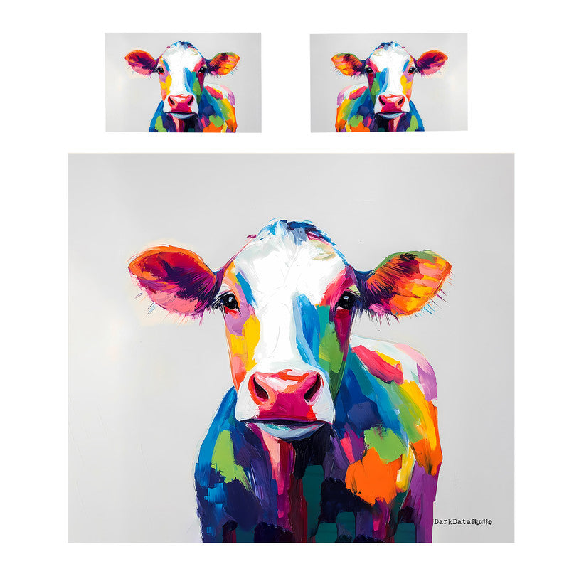 Colourful Cow Duvet Cover Set by Wikus Schalkwyk