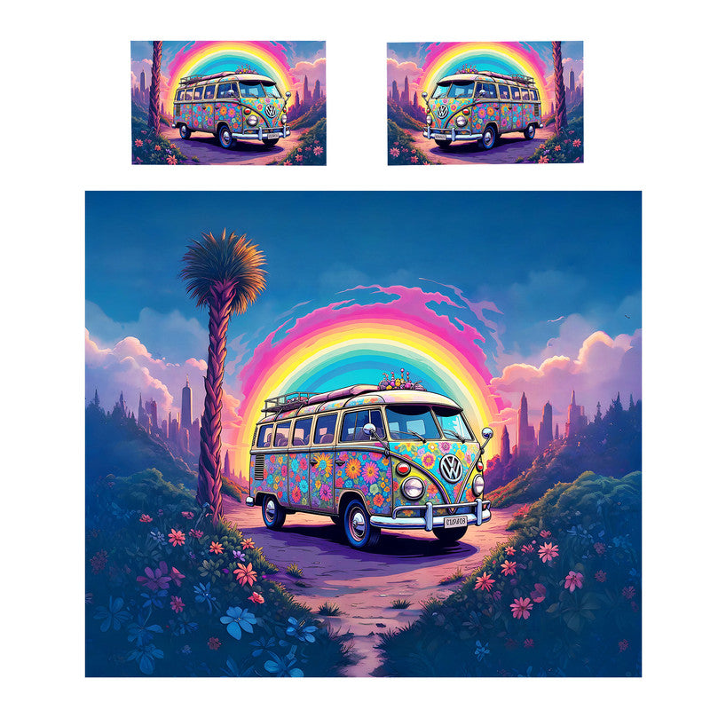 Colourfull Hippy Van Duvet Cover Set
