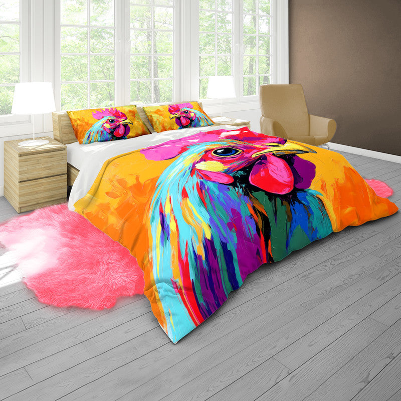 Colourful Rooster Duvet Cover Set by Wikus Schalkwyk