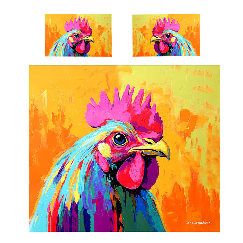 Colourful Rooster Duvet Cover Set by Wikus Schalkwyk