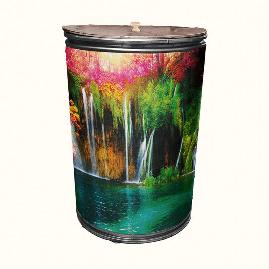 Colourful Landscape Decoupage Drum Cover
