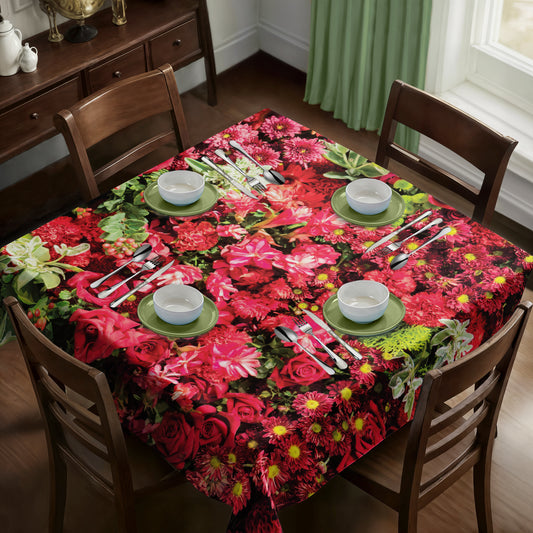 Combination of Red Flowers Square Tablecloth