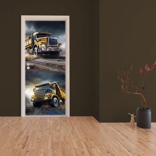 Construction Vehicles Door Decoupage