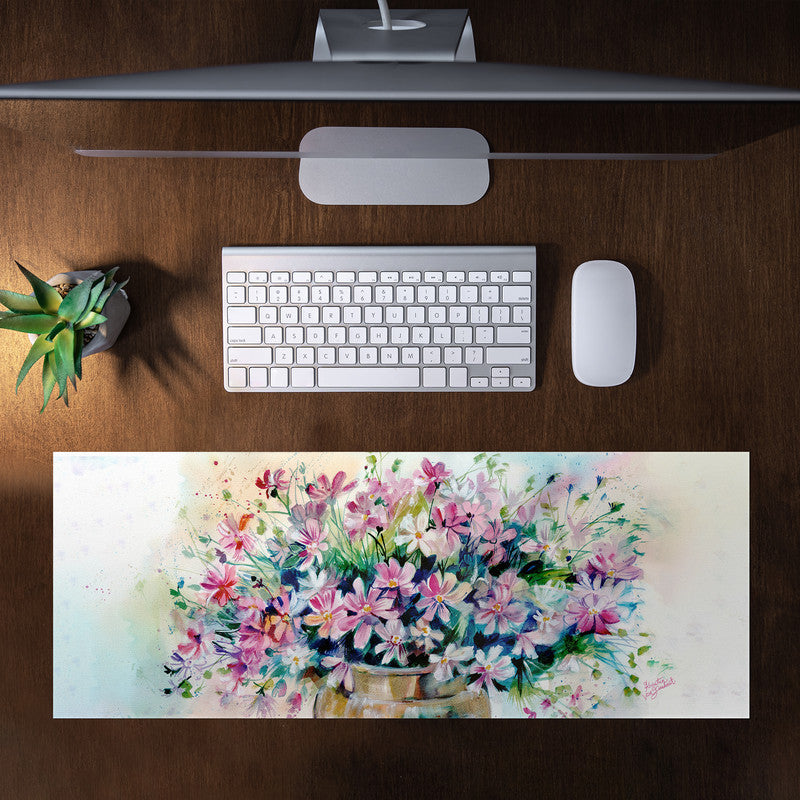 Cosmos Arrangement Large Desk Pad by Kristin van Lieshout