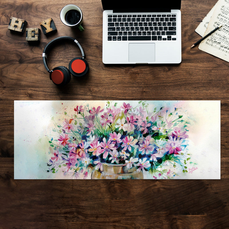 Cosmos Arrangement Large Desk Pad by Kristin van Lieshout