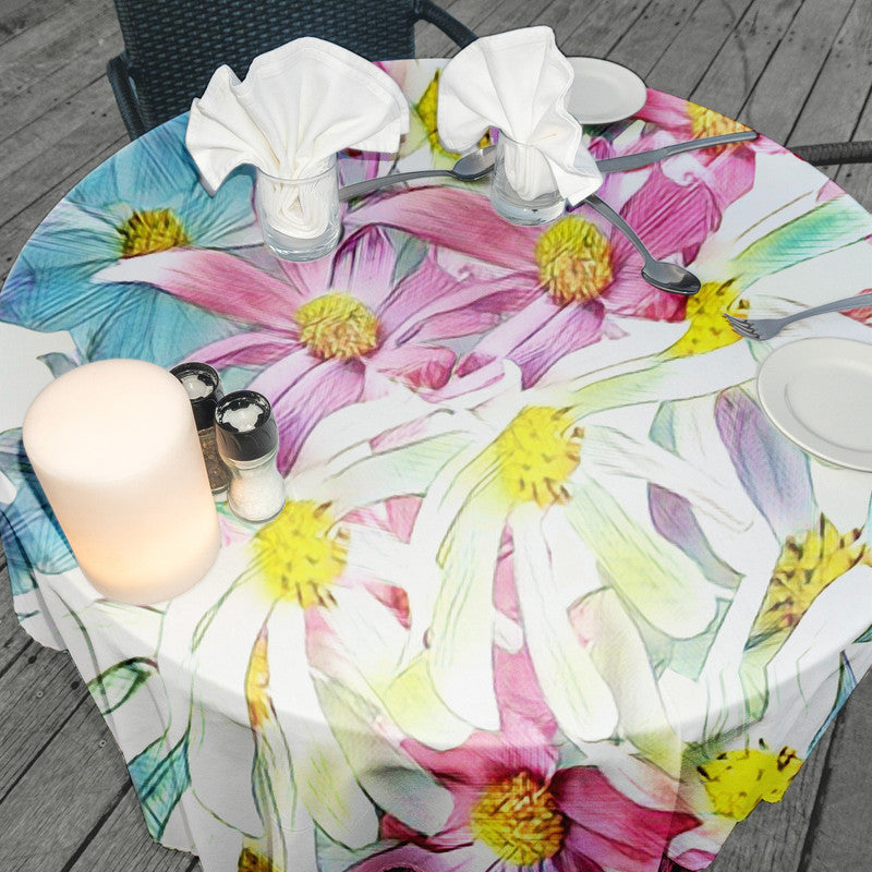 Cosmos Watercolour Round Tablecloth by Fifo