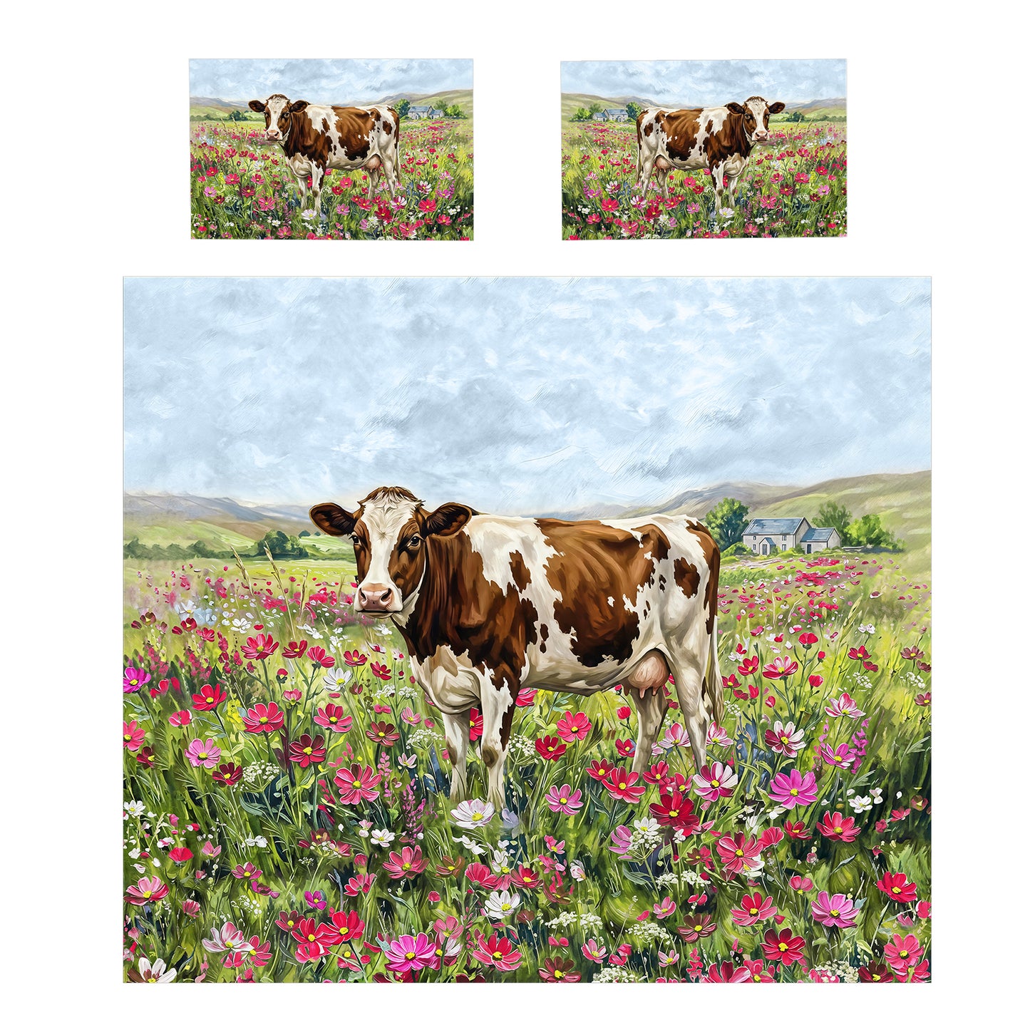Cow & Cosmos Duvet Cover Set
