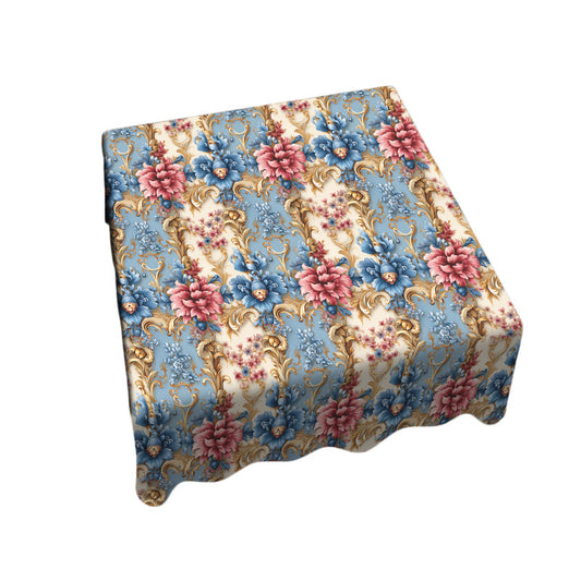 Cream and Soft Blue Square Tablecloth