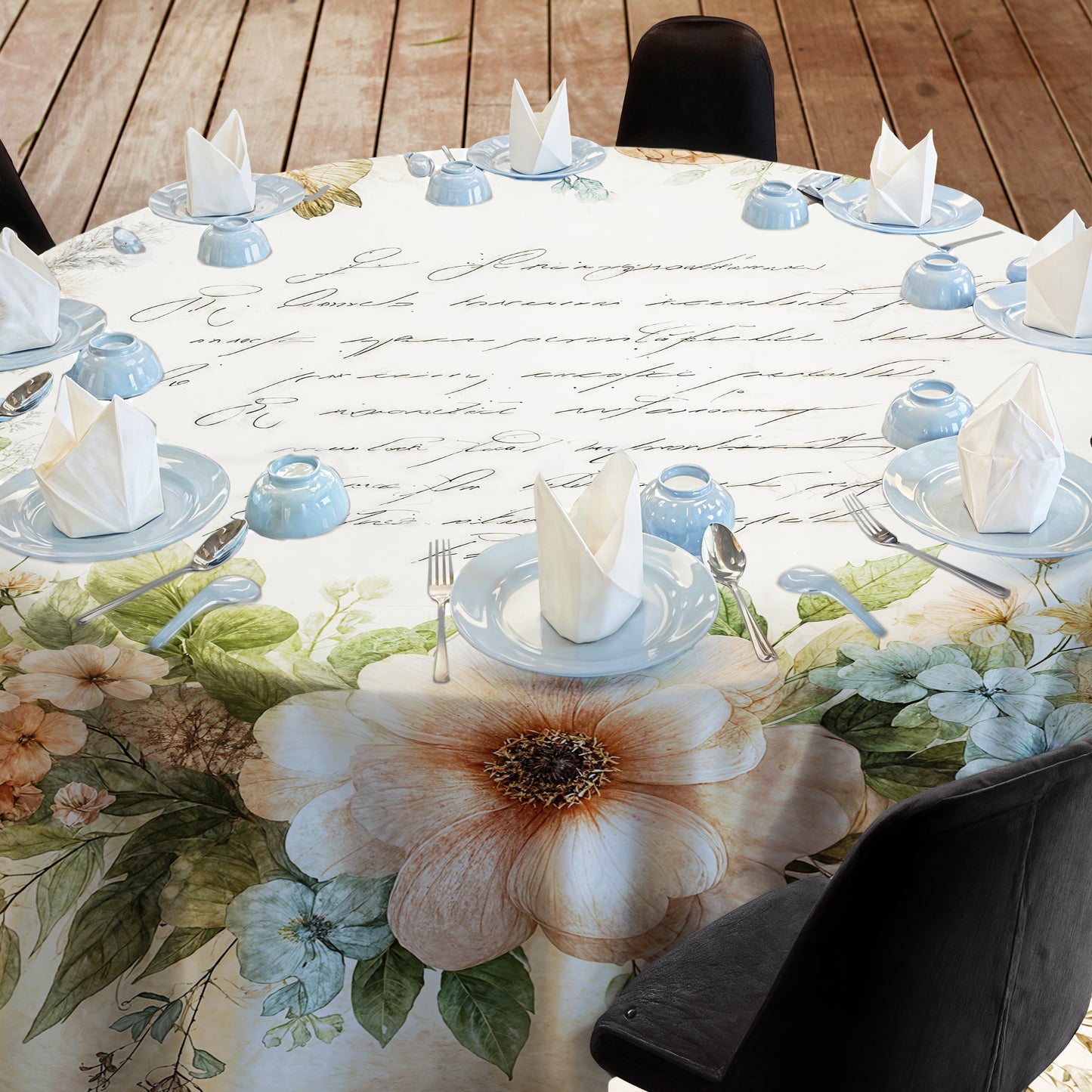 Cream Bouquet 2,3m Round Tablecloth