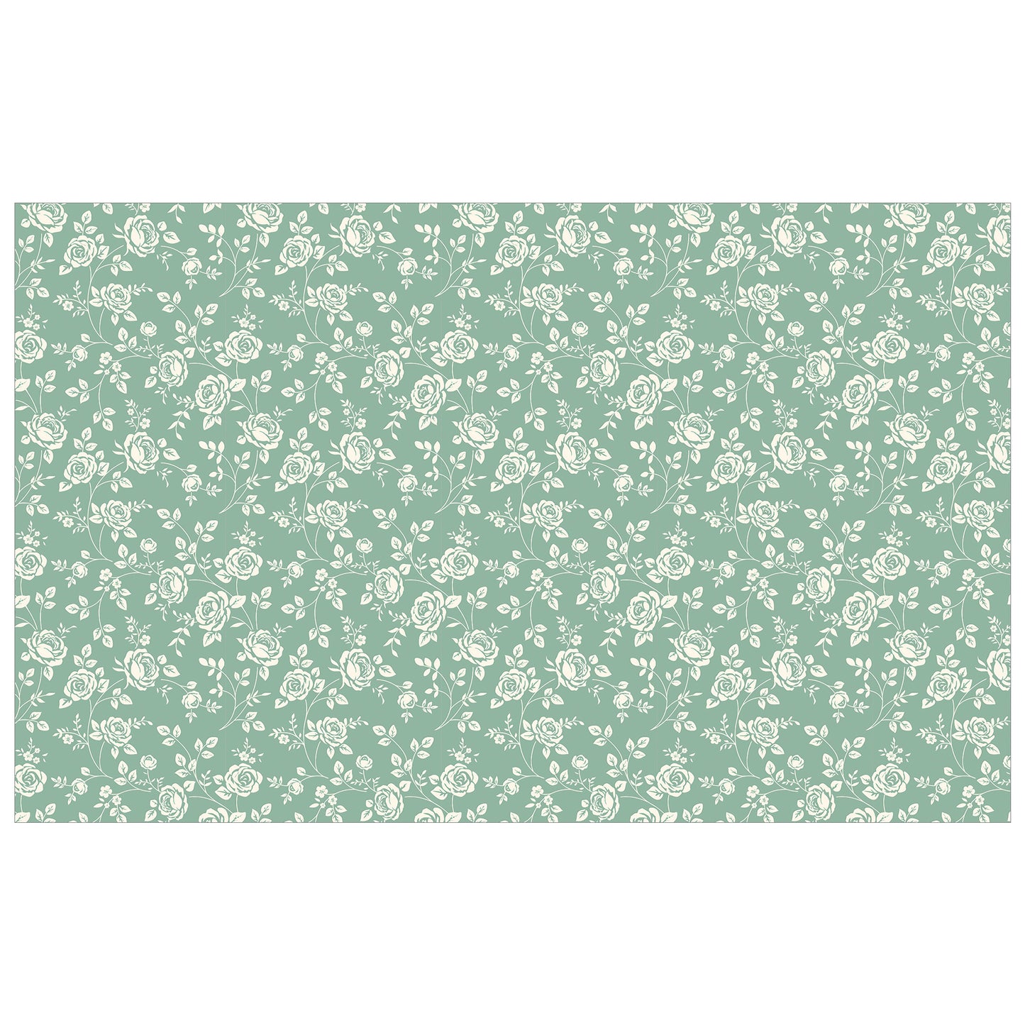 Cream Rose on Sage Green Rectangle Tablecloth
