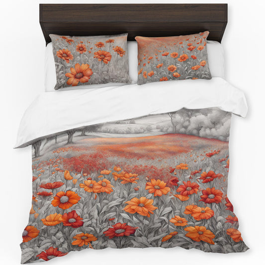 Crimson Contrast Blossoms Duvet Cover Set by Nathan Pieterse