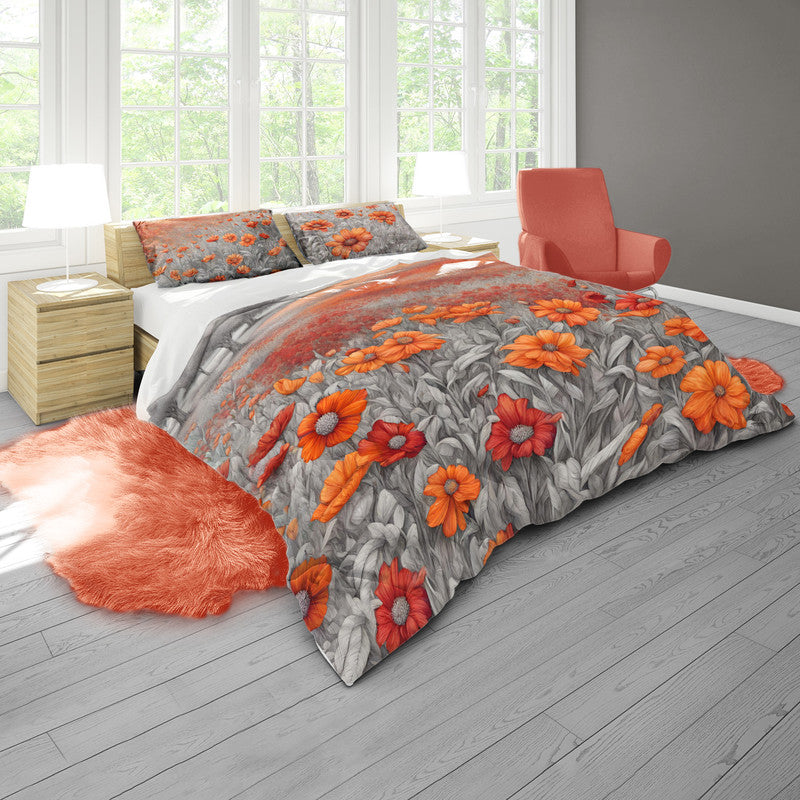Crimson Contrast Blossoms Duvet Cover Set by Nathan Pieterse