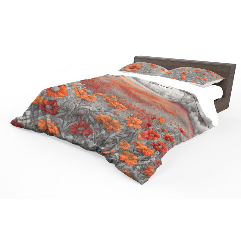 Crimson Contrast Blossoms Duvet Cover Set by Nathan Pieterse