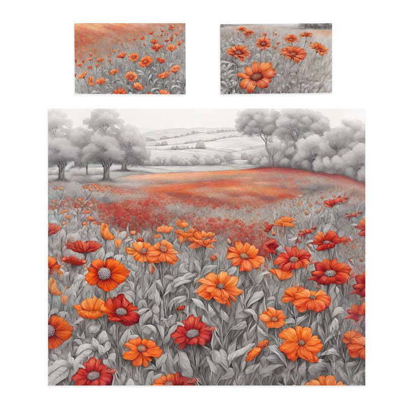Crimson Contrast Blossoms Duvet Cover Set by Nathan Pieterse
