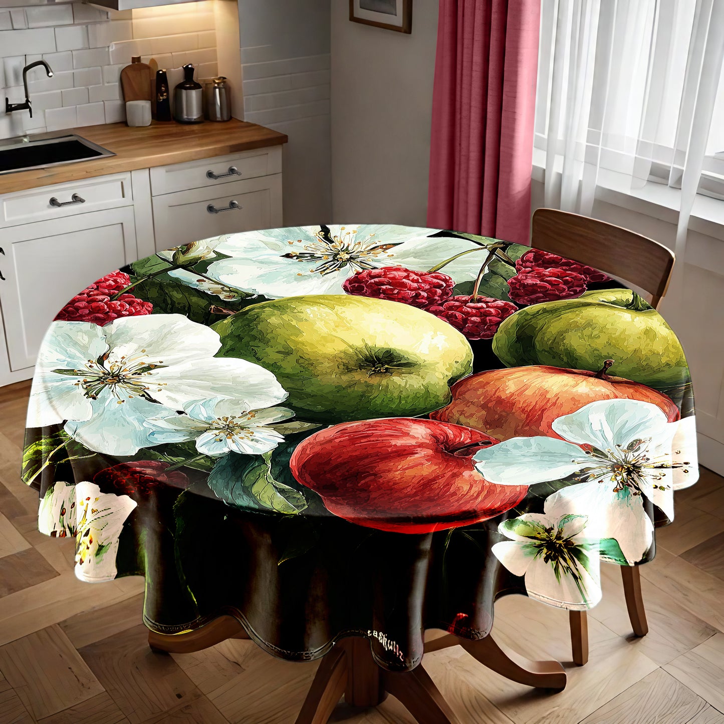 Crimson Harvest Bloom Round Tablecloth by Wikus Schalkwyk