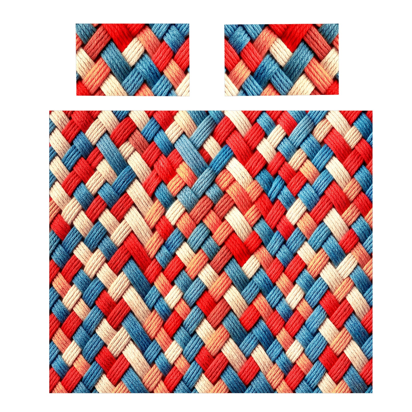 Crimson & Cobalt Weave Duvet Cover Set
