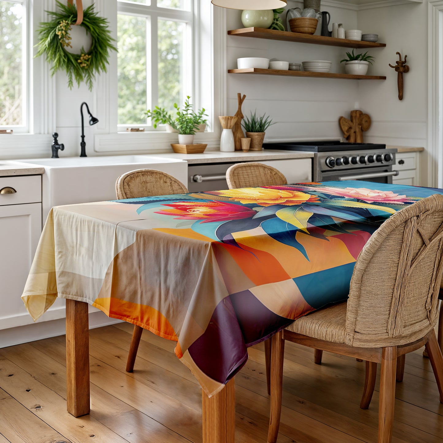 Cubic Bouquet Rectangle Tablecloth