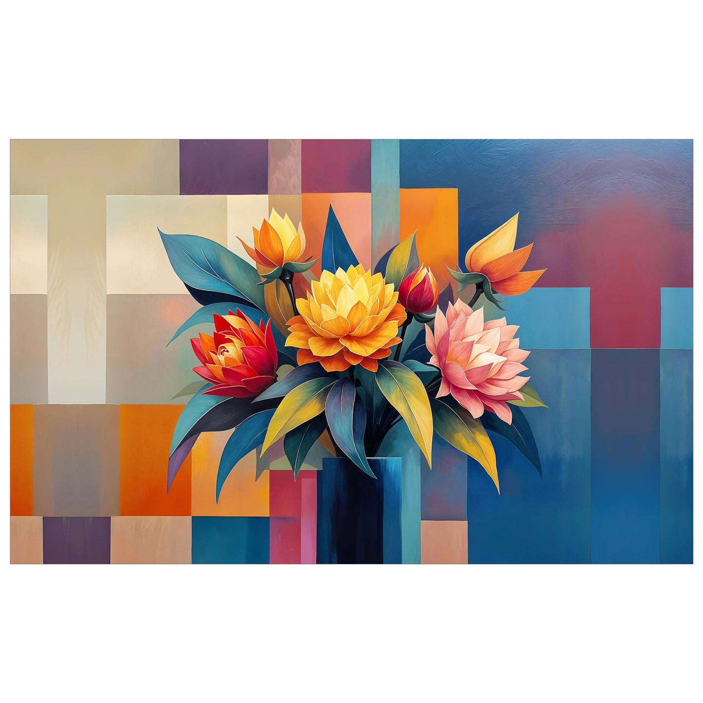 Cubic Bouquet Rectangle Tablecloth