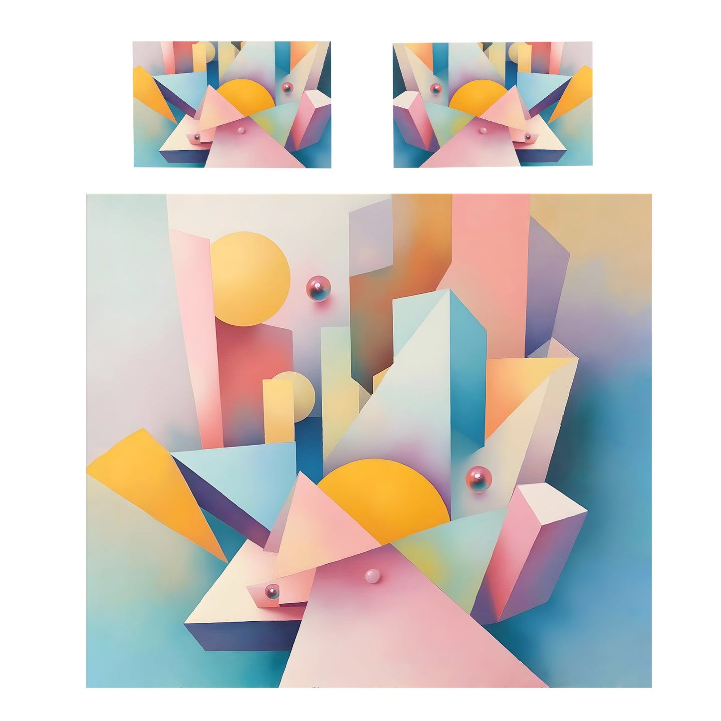 Cubism Pastel Art Duvet Cover Set
