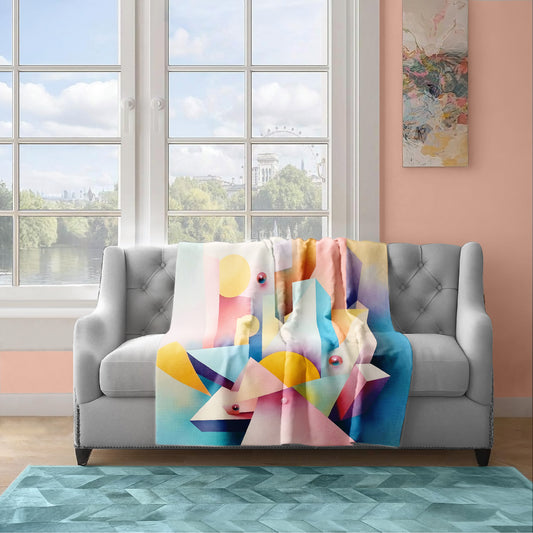 Cubism Pastel Art Light Weight Fleece Blanket