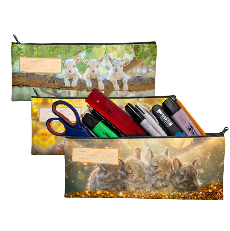 Zip & Go Cudly Animals Pencil Bags Set of 3
