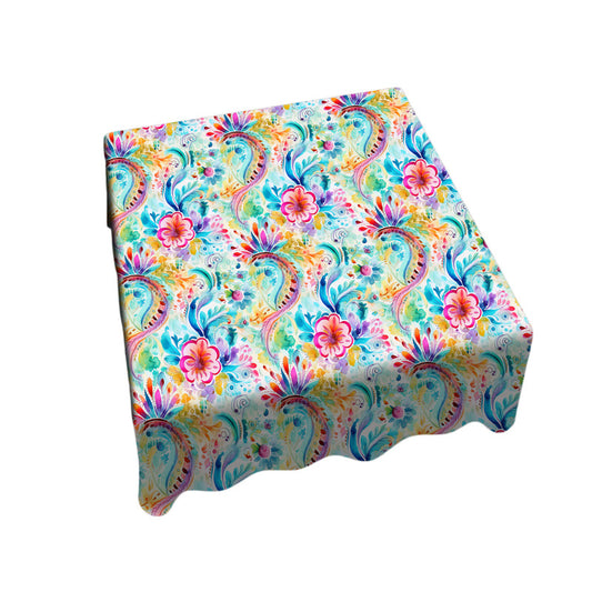 Curls And Flowers Square Tablecloth
