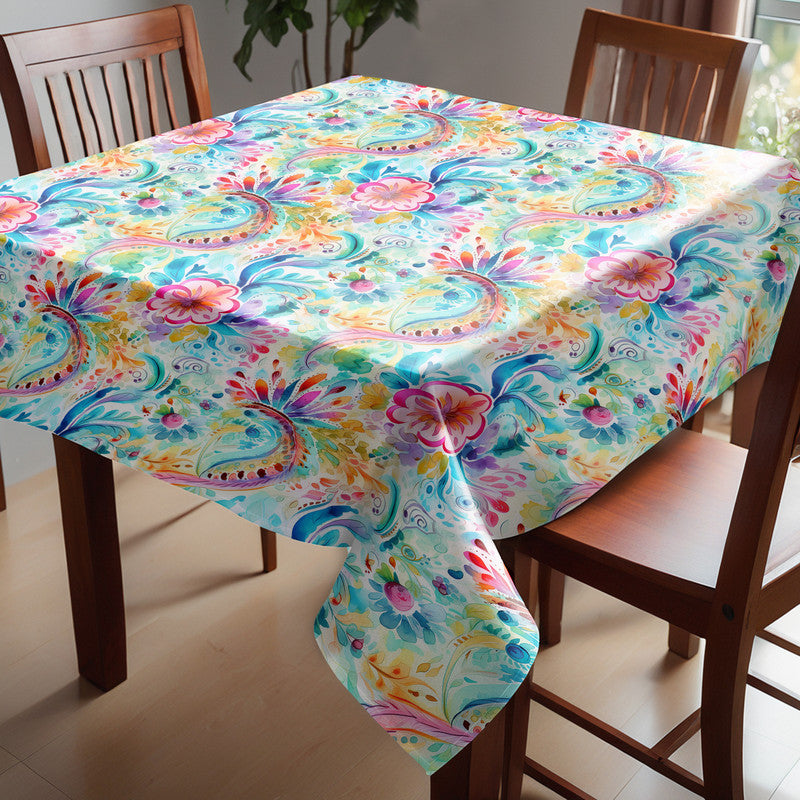 Curls And Flowers Square Tablecloth