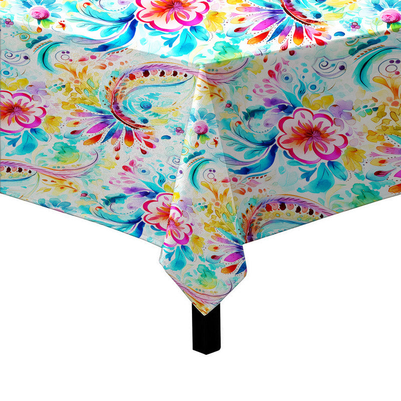 Curls And Flowers Square Tablecloth