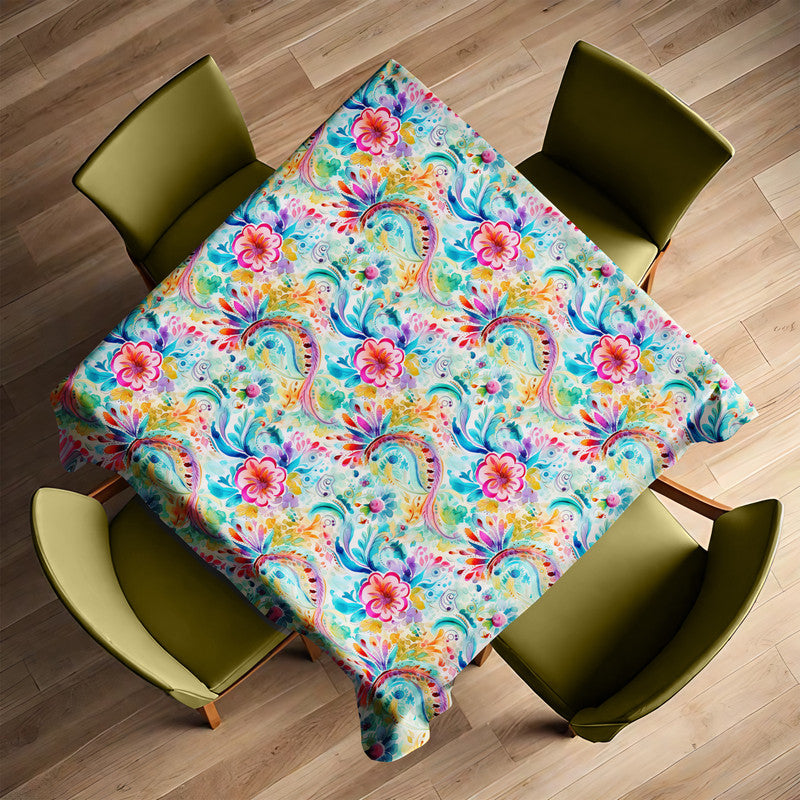 Curls And Flowers Square Tablecloth