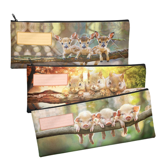 Zip & Go Cute Animals Pencil Bags Set of 3