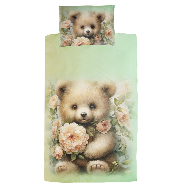 Cute Floral Teddy Cot Set