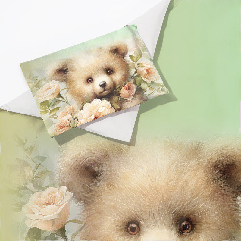 Cute Floral Teddy Cot Set