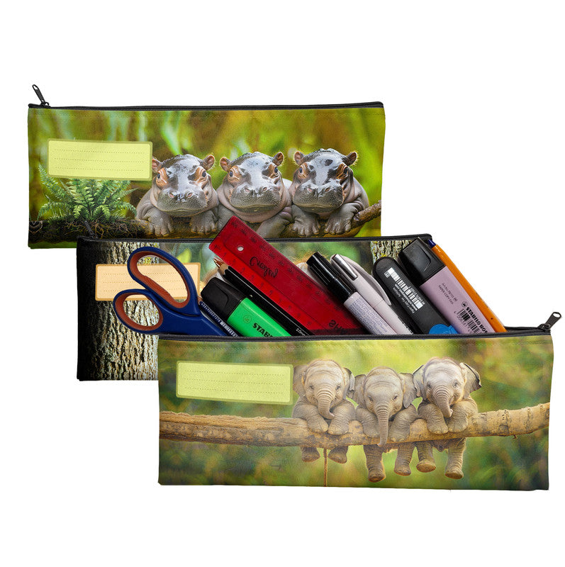Zip & Go Cute Forest Animals Pencil Bags Set of 3