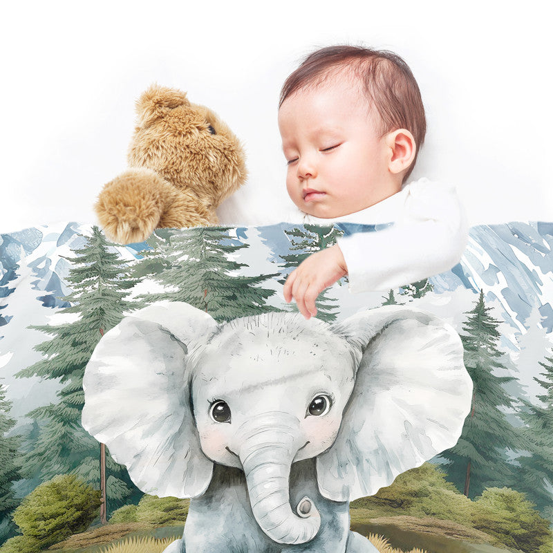 Cute Woodlands Elephant Minky Blanket