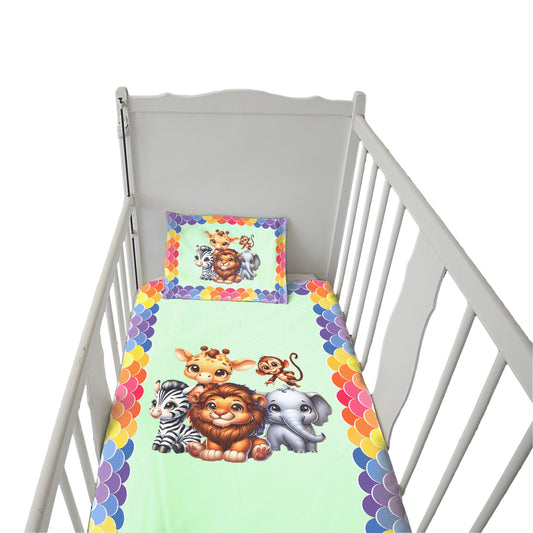 Cute Baby Safari Animals Cot Set