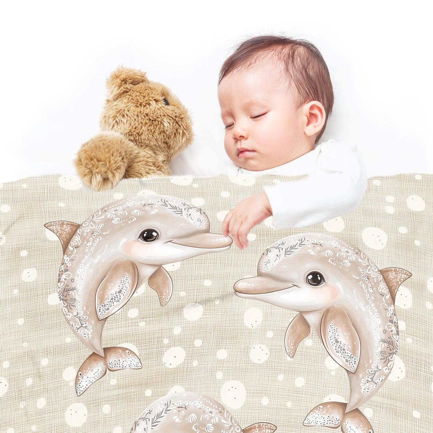 Cute Dolphins Baby Fleece Blanket by Mark van Vuuren