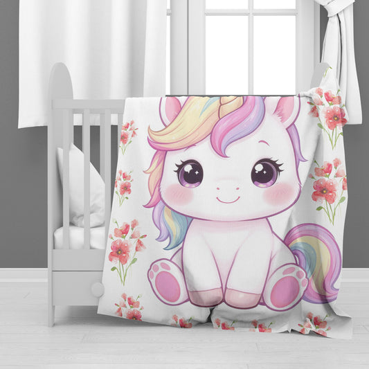 Cute Unicorn Baby Fleece Blanket by Mark van Vuuren