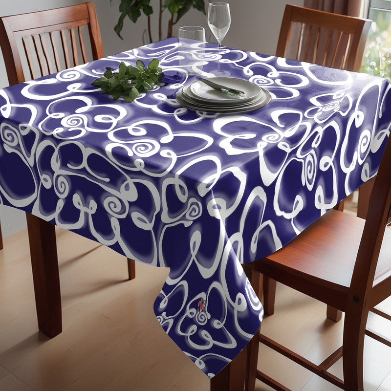Daisies on Navy Square Tablecloth By Fifo