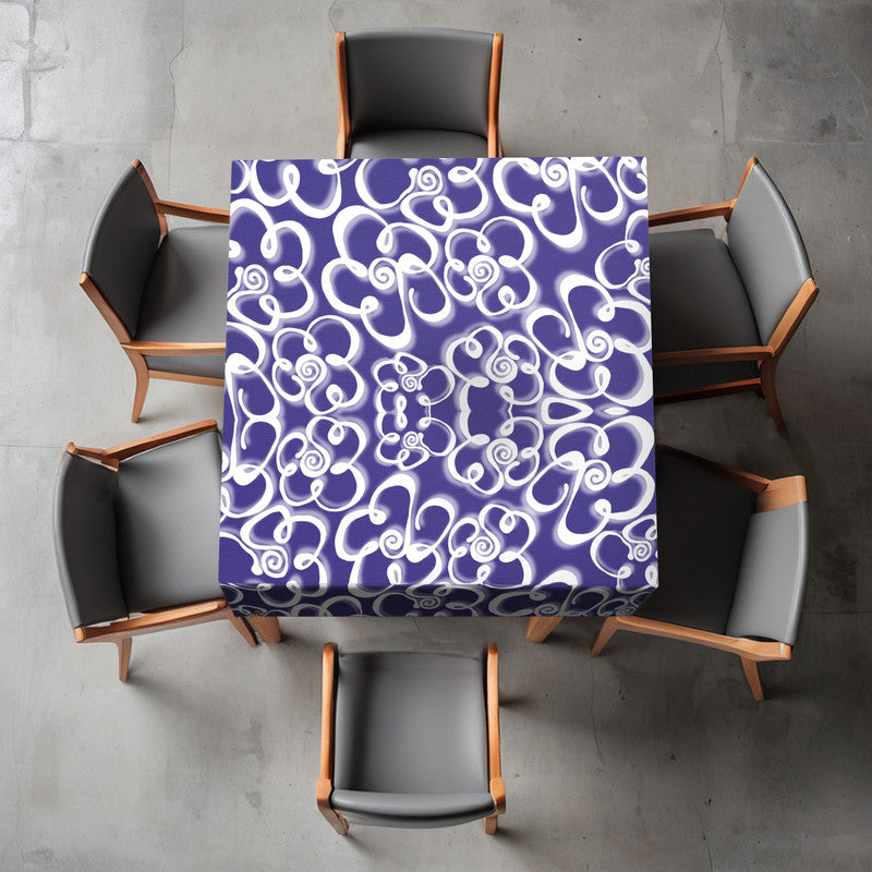 Daisies on Navy Square Tablecloth By Fifo